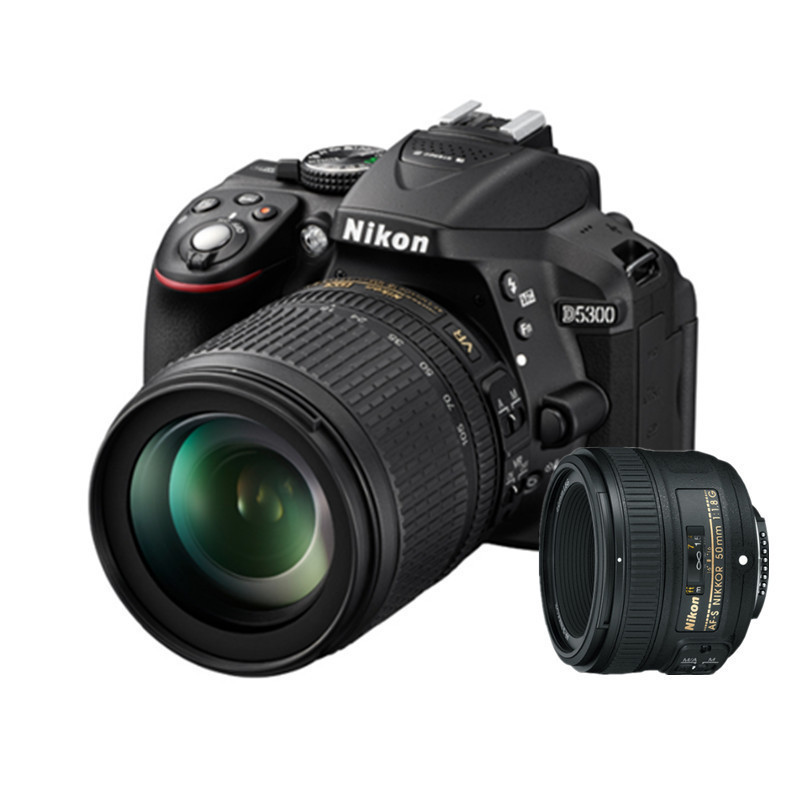 尼康 D5300双镜头套机(18-105mm)标准变焦镜头+50 1.8G人像镜头高清数码单反相机