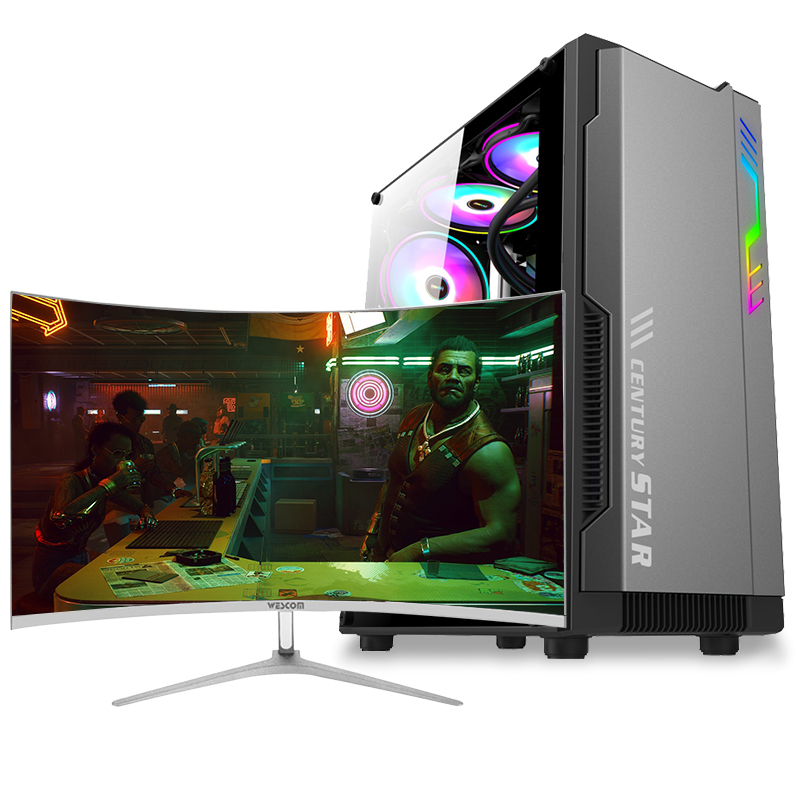 铭能 i9级十核E5 2670V2/RX550 4G独显/32G内存/512G固态 台式机 组装电脑 台式电脑 高效家用办公电脑主机商务娱乐学生学习电脑LOL游戏电脑+32英寸曲面